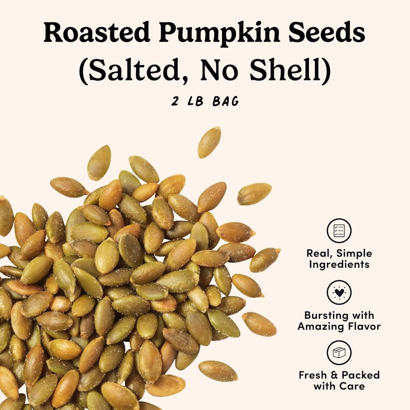 Nuts.com – Roasted Pumpkin Seeds – 2 Lb Bag, Salted No Shell Pumpkin Seeds, Healthy Snack for Adults & Kids, Rich in Protein, Fiber, Calcium & Potassium – Keto Friendly, Vegan, Gluten-Free & Kosher Pareve - Image 4